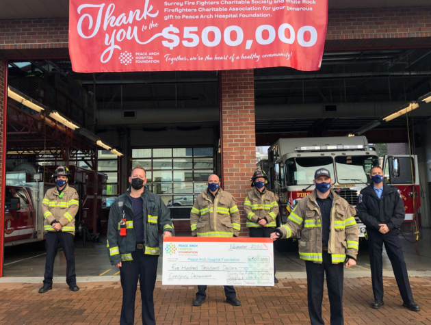 Firefighters Complete $500,000 pledge to Peace Arch Hospital's new ER