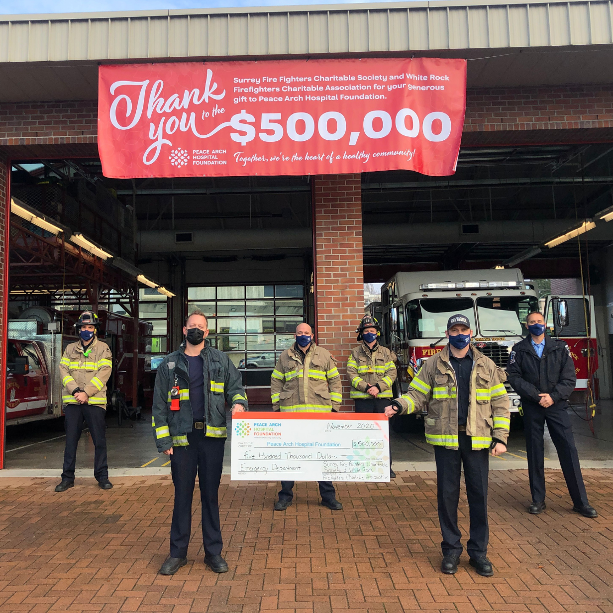 Firefighters Complete $500,000 pledge to Peace Arch Hospital’s new ER