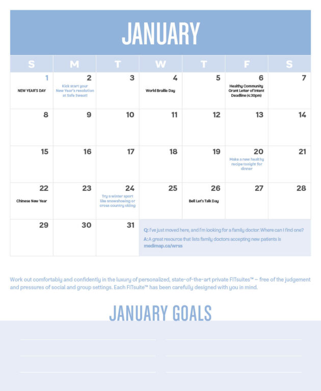 Health Wellness 2023 Calendar Jan 2
