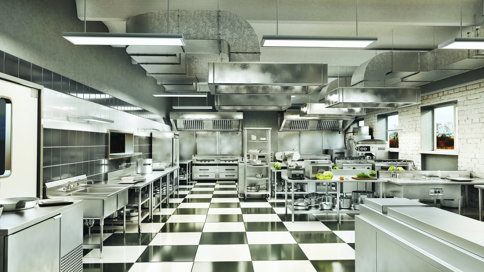 Restaurant Equipment. Modern Industrial Kitchen. 3d Illustration